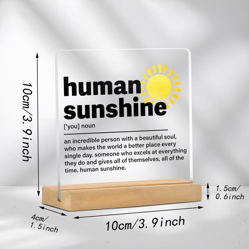 Human Sunshine Definition Acrylic Ornament, 1 Count Creative Desktop Decoration, Inspirational Gift for Women & Men, Home Decor Supplies