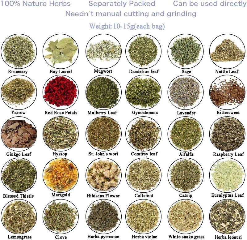 30 count Dried Herbs for Witchcraft, Witchcraft Supplies kit, Witch herbs set and dried herbs and flowers for witchcraft Pagan, Rituals, Spells, soap making and candle making for Beginner witchcraft kits