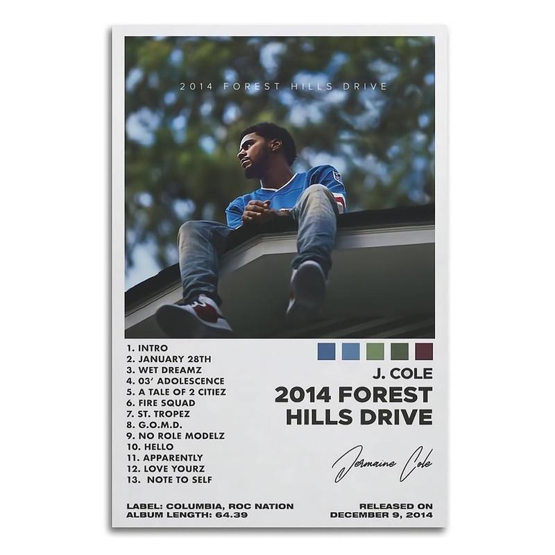 J Poster Cole 2014 Forest Hills Drive Music Album Cover Poster for Room Aesthetic Canvas Art Posters Decor Print Gift Painting Wall Ornaments Decoration Artistic Photo