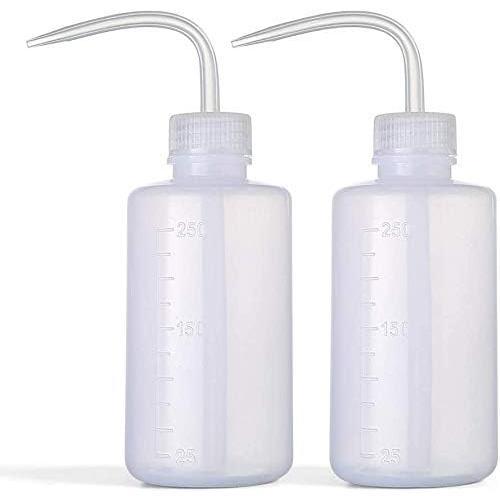 Wash Bottle 2pcs 250ml 8oz Safety Bottles Watering Tools, Economy Plastic Squeeze with Narrow Mouth Scale Labels for Succulent Cleaning Washing