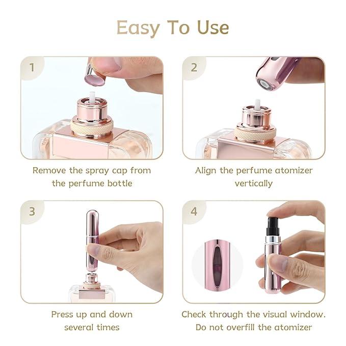 4 Pcs 5ml Portable Mini Refillable Perfume Atomizer Spray Bottle Scent Pump Case for Travel Random Color