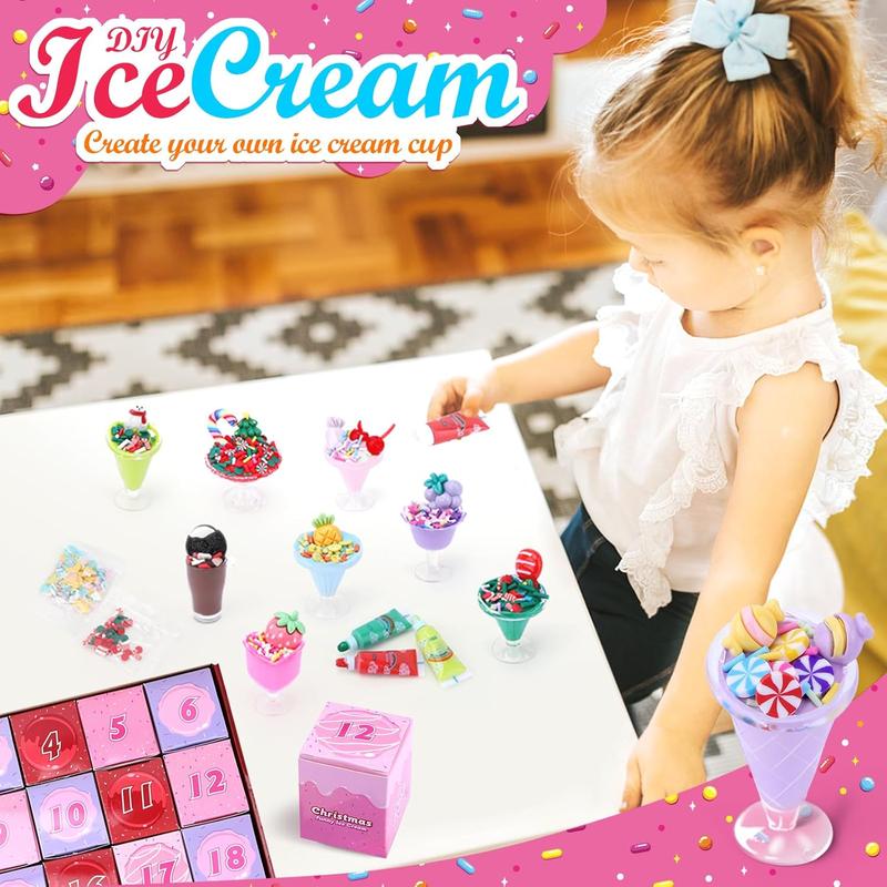 Christmas gift Ice Cream Cup Advent Calendar 2024 – 24-Day Christmas Countdown with DIY Toddler Toys | Stocking Stuffers & Christmas Gifts for Kids