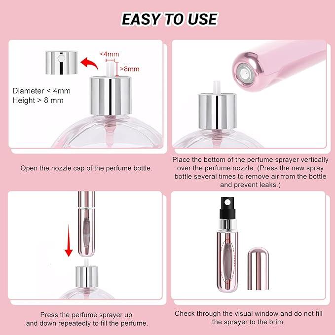 4 Pcs 5ml Portable Mini Refillable Perfume Atomizer Spray Bottle Scent Pump Case for Travel Random Color