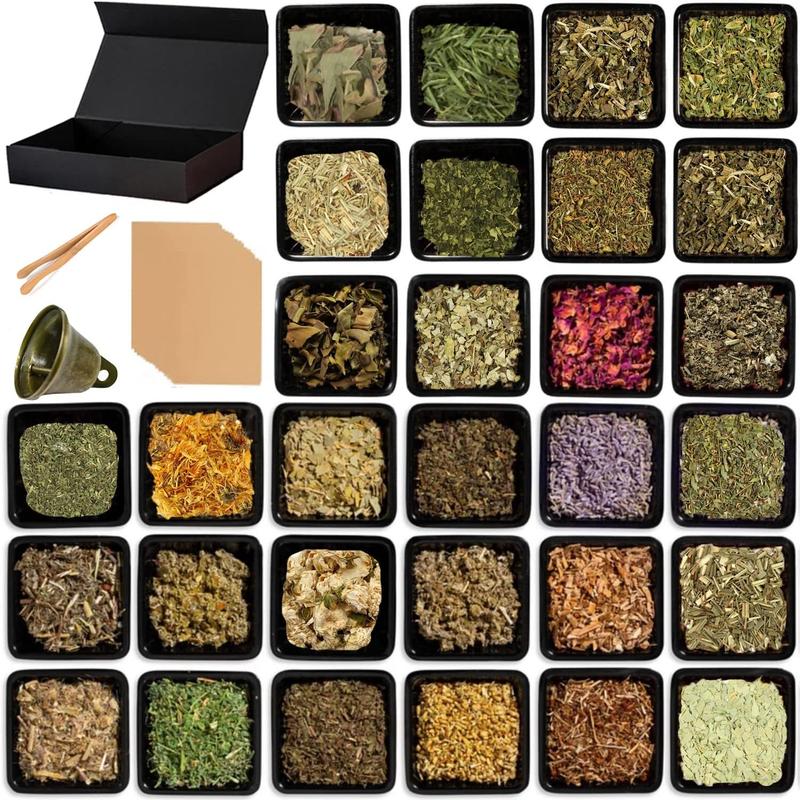 30 count Dried Herbs for Witchcraft, Witchcraft Supplies kit, Witch herbs set and dried herbs and flowers for witchcraft Pagan, Rituals, Spells, soap making and candle making for Beginner witchcraft kits