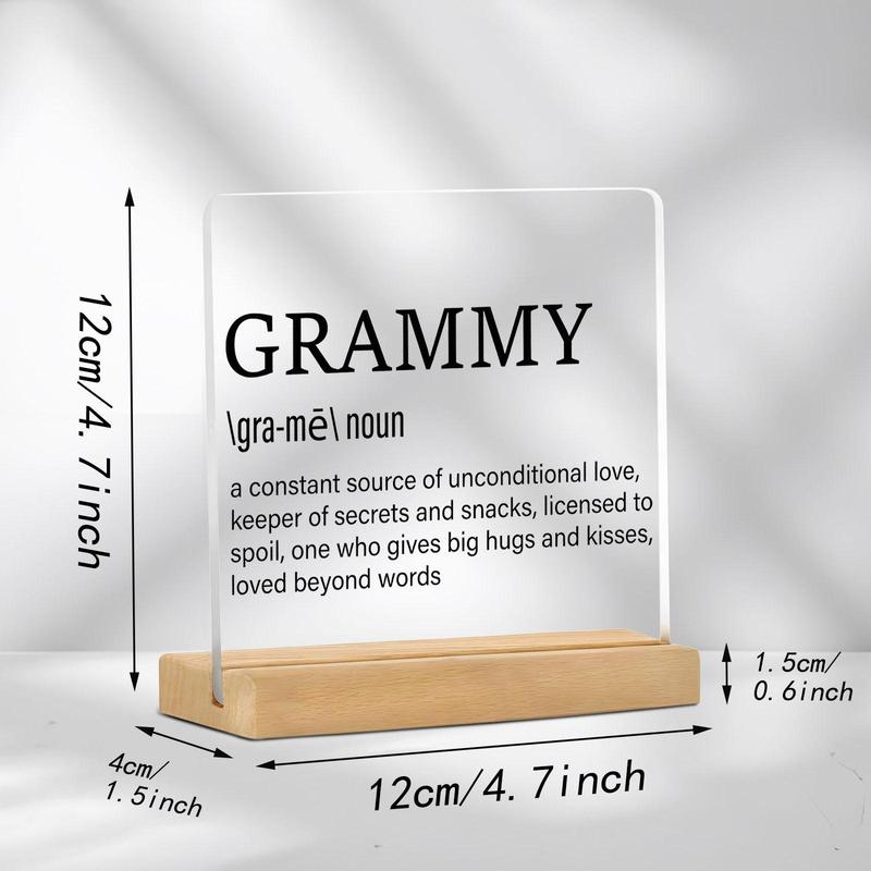 Grammy Definition Acrylic Ornament with Wooden Base, Grammy Gift, Office Desk Decoration, Home Decor, Gift for Grammy