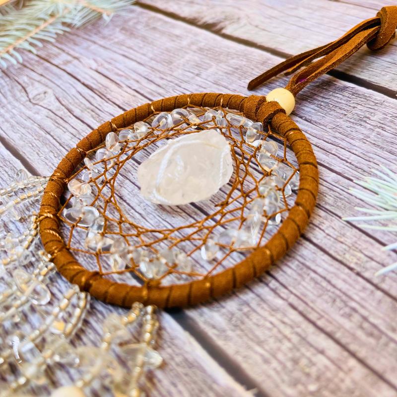 [Magic Crystal] Crystal Dream Catcher, Feather, Handmade, Over 30 Free Shipping, Chakra, Raw Crystal, 2024, Gift, Giftideas, Luxury, Energy, Yoga, Local Shipment, Free Storage Bag, Decoration Hanging Eye, Nature Ornaments Room Hangable, Halloween