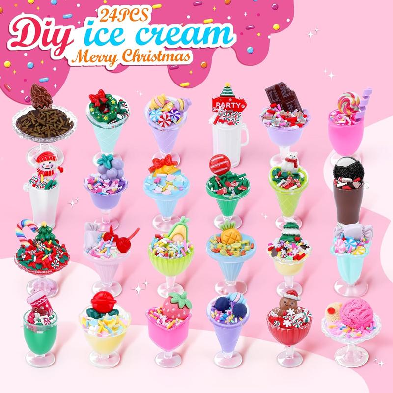 Christmas gift Ice Cream Cup Advent Calendar 2024 – 24-Day Christmas Countdown with DIY Toddler Toys | Stocking Stuffers & Christmas Gifts for Kids