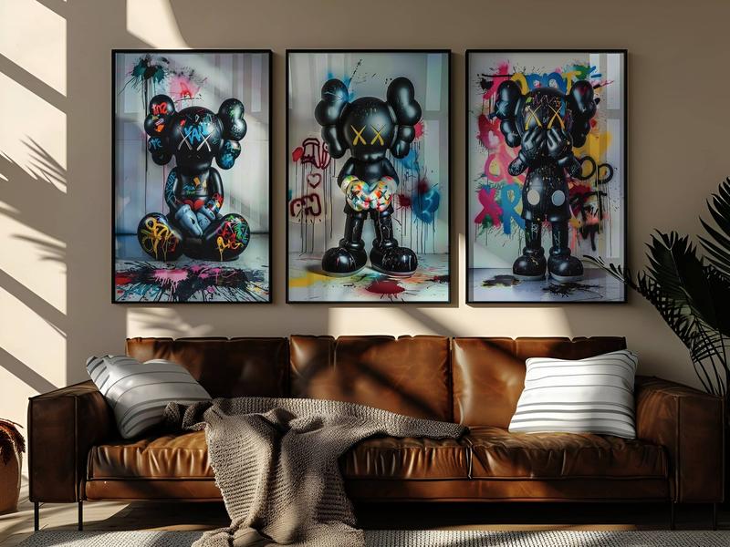 Hypebeast Graffiti Poster Set 3, KAWS Printable Art, Figure Prints, Kaws Poster Print, Kaws Wall Art, Graffiti Color Kaws Print, Hip Hop Street Style, Modern Design, Gift For Him, Room Decor, Wall Art