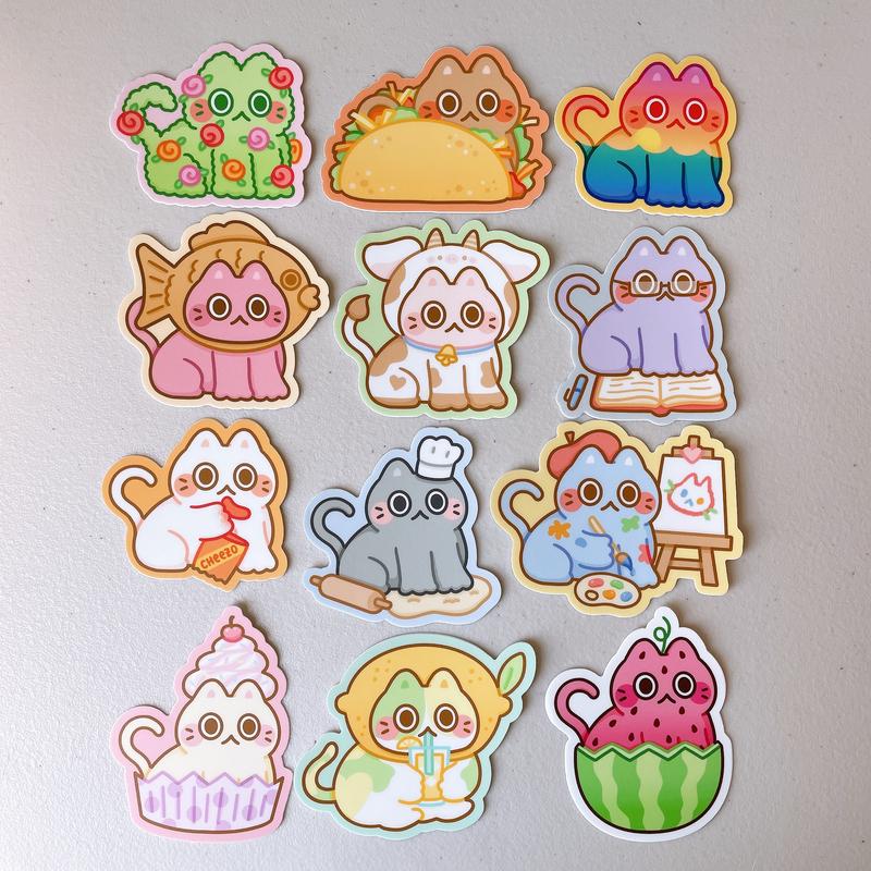 Cute Cat Heavy Duty Waterproof Vinyl Stickers - Vol 3