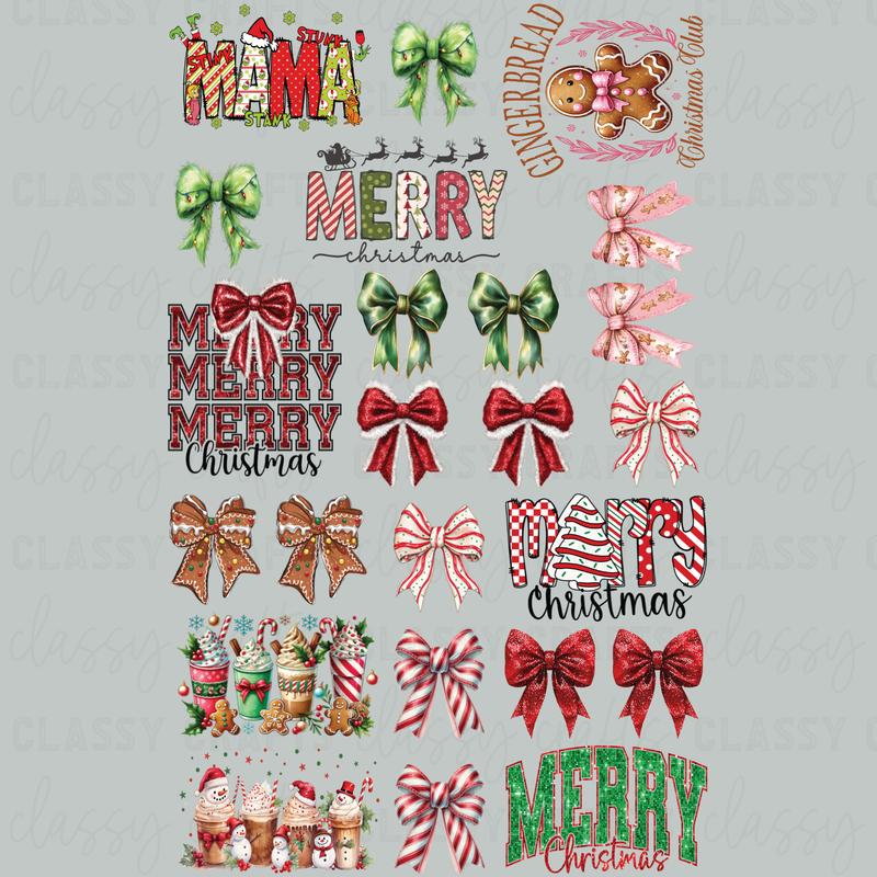 Christmas Side Bows Premade 30x48 DTF Gang Sheet