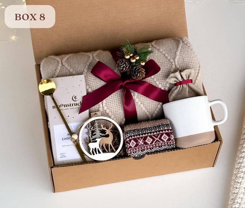 Classy Gift Basket for Women , Cozy Gift Box with Blanket, Socks, Candle , Self Care Gift Box, Care Package, Gifts for Her for Any Occasion