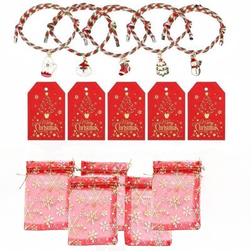 Christmas Gift Set, 15pcs set Including 5 Counts Gift Bag & 5 Counts Gift Card & 5 Counts Gift Rope, Festive & Party Supplies