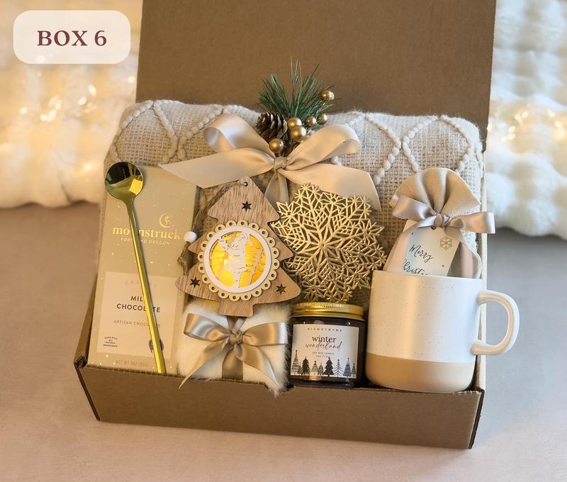 Classy Gift Basket for Women , Cozy Gift Box with Blanket, Socks, Candle , Self Care Gift Box, Care Package, Gifts for Her for Any Occasion