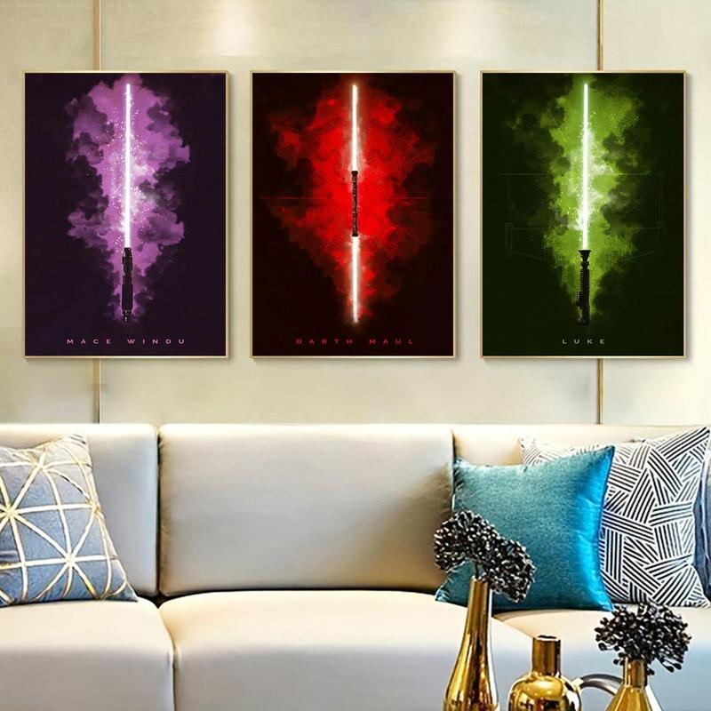 Light Saber Pattern Canvas Painting without Frame, 3 Counts set Modern Wall Art Painting, Wall Art Decor for Home Living Room Bedroom Office