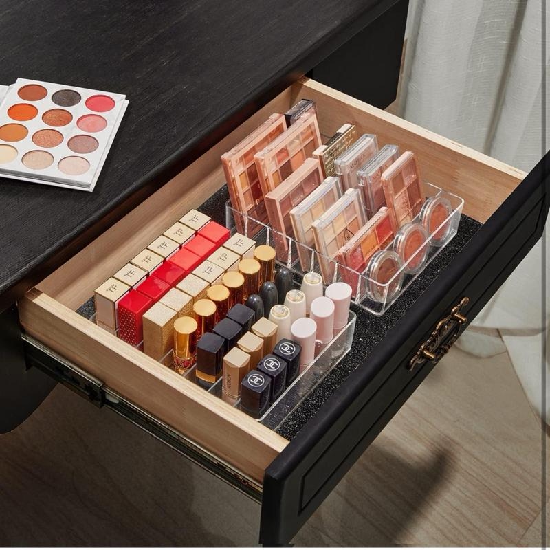 Makeup Organizer for Eyeshadow Palette and Lipstick Organizer, 7 Section Divided Makeup Palette Organizer for Vanity Drawer Countertop Modern Cosmetics Storage(7.48