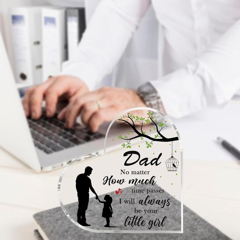 Dad Gifts from Daughter 3.9 Inch Heart Shape Acrylic Plaque Fathers Dad Gift for Dad Dad Birthday Gifts Christmas Dad Gifts