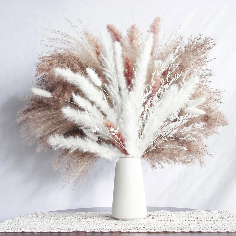 113 PCS Dried Pampas Grass Decor, Dried Flower Bouquets for Wedding, Home, Centerpiece Table, Modern Home, Western Living Room, Nurserie, Nursery, Boho Room, Beach, Women Office, and Boho Decor