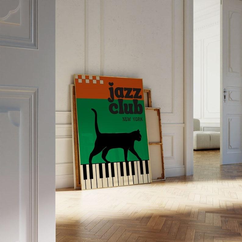 Jazz Club Printable Wall Art, Retro Jazz Music Print Poster Decor Photo