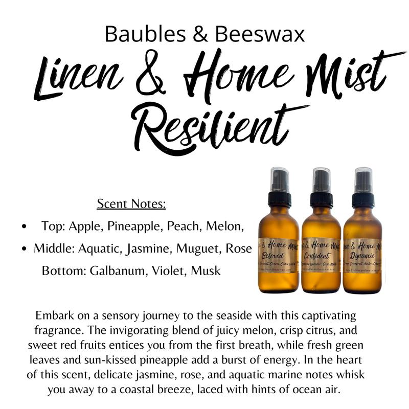 Linen & Room Spray RESILIENT Scented Aroma Spray in Glass Amber Bottle Fragrance Mist Burst Freshener home fragrance car freshener Light Perfume Luxurious Room bathroom spray