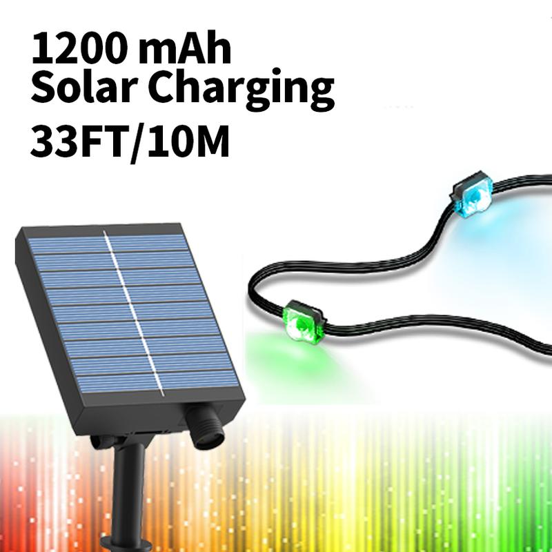 Solar Outdoor permanent Waterproof Eave light,Intelligent rainbow color changing 25LED 33FT RGB Strip,Ideal Christmas Gift, Halloween Ornaments light