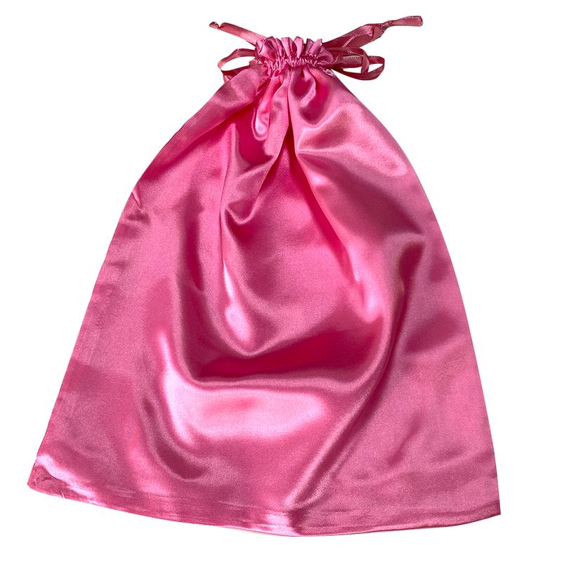 1PCS Pink Color Hair Bags For Bundles Packaging Satin Wig Bags  Big Size Satin Silk Hair Packaging Bag With Drawstring