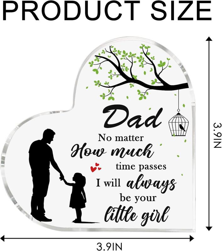 Dad Gifts from Daughter 3.9 Inch Heart Shape Acrylic Plaque Fathers Dad Gift for Dad Dad Birthday Gifts Christmas Dad Gifts