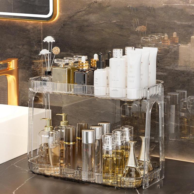 Clear Cosmetic Storage Rack, 1 Count Desktop Large Capacity Self-assembly Skin Care Product Storage Holder for Bathroom