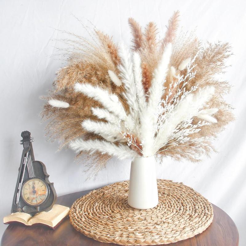 113 PCS Dried Pampas Grass Decor, Dried Flower Bouquets for Wedding, Home, Centerpiece Table, Modern Home, Western Living Room, Nurserie, Nursery, Boho Room, Beach, Women Office, and Boho Decor