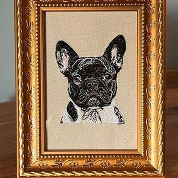 French Bulldog Machine Embroidered and Framed!  Other Designs Available!