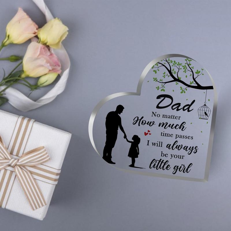 Dad Gifts from Daughter 3.9 Inch Heart Shape Acrylic Plaque Fathers Dad Gift for Dad Dad Birthday Gifts Christmas Dad Gifts