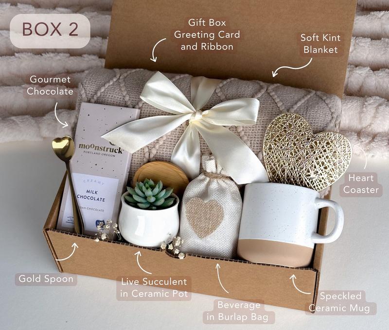 Classy Gift Basket for Women , Cozy Gift Box with Blanket, Socks, Candle , Self Care Gift Box, Care Package, Gifts for Her for Any Occasion