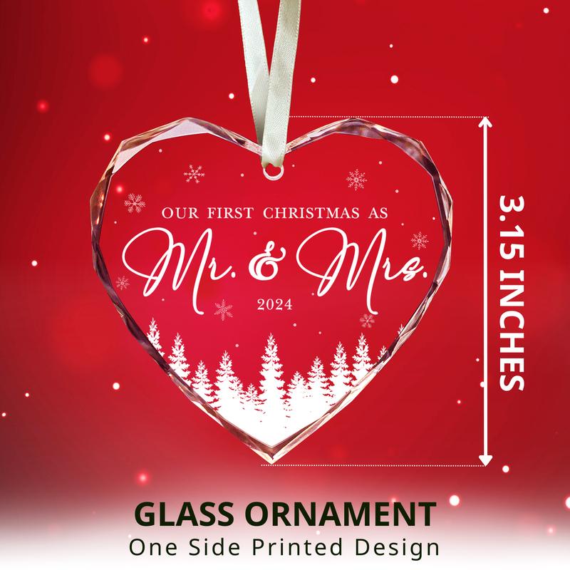 Wedding Gifts - Mr and Mrs Gifts - Wedding Gifts for Couples 2024, Wedding Gifts for Bride, Wedding Gifts for Couple - Future Mr and Mrs Gifts, Bridal Shower Gifts - Glass 1st Married Ornament 2024