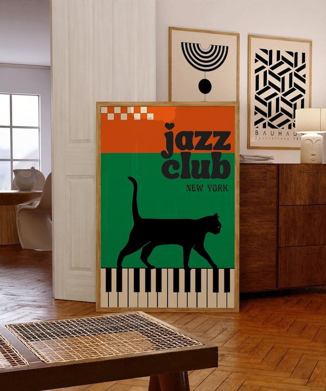 Jazz Club Printable Wall Art, Retro Jazz Music Print Poster Decor Photo