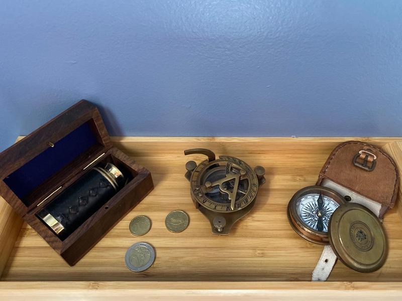 Vintage Antique Style Brass Sundial Compass Maritime Nautical Compass Desk Decor