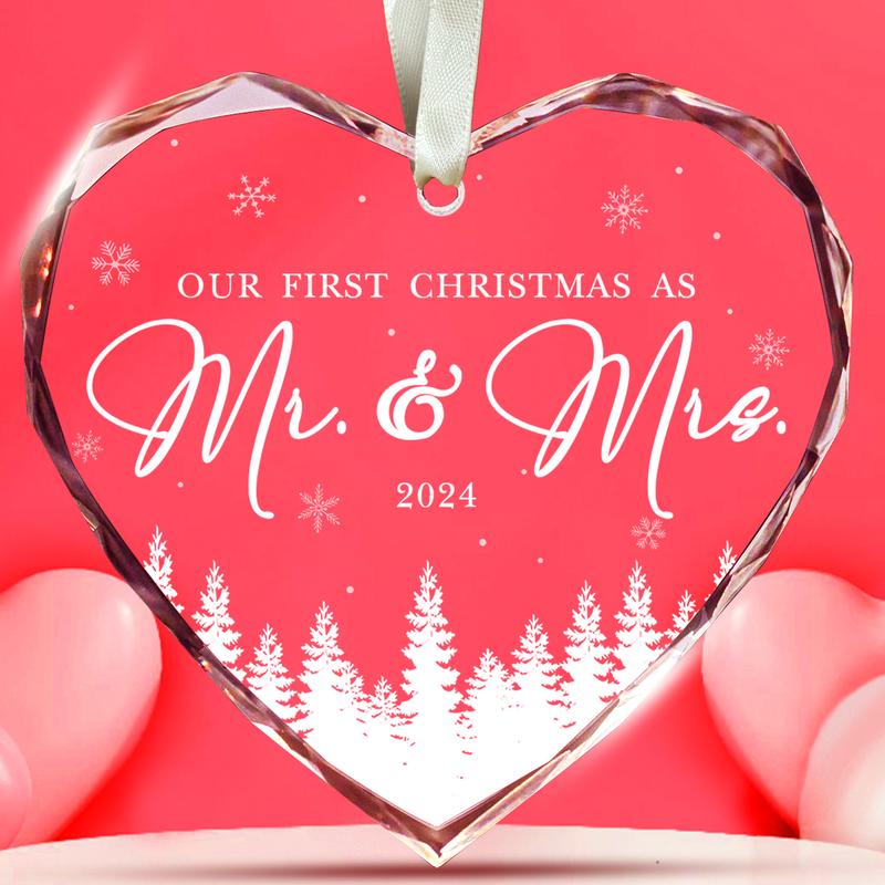 Wedding Gifts - Mr and Mrs Gifts - Wedding Gifts for Couples 2024, Wedding Gifts for Bride, Wedding Gifts for Couple - Future Mr and Mrs Gifts, Bridal Shower Gifts - Glass 1st Married Ornament 2024