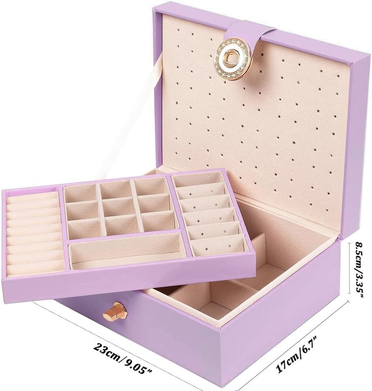 Girls Jewelry Box Earring Holder Organizer for Girls Earring Organizer Teen Jewelry Box Organizer for Girls Purple jewelry Boxes for Earrings Necklace Ring Stud Earring Box Organizer for Girls