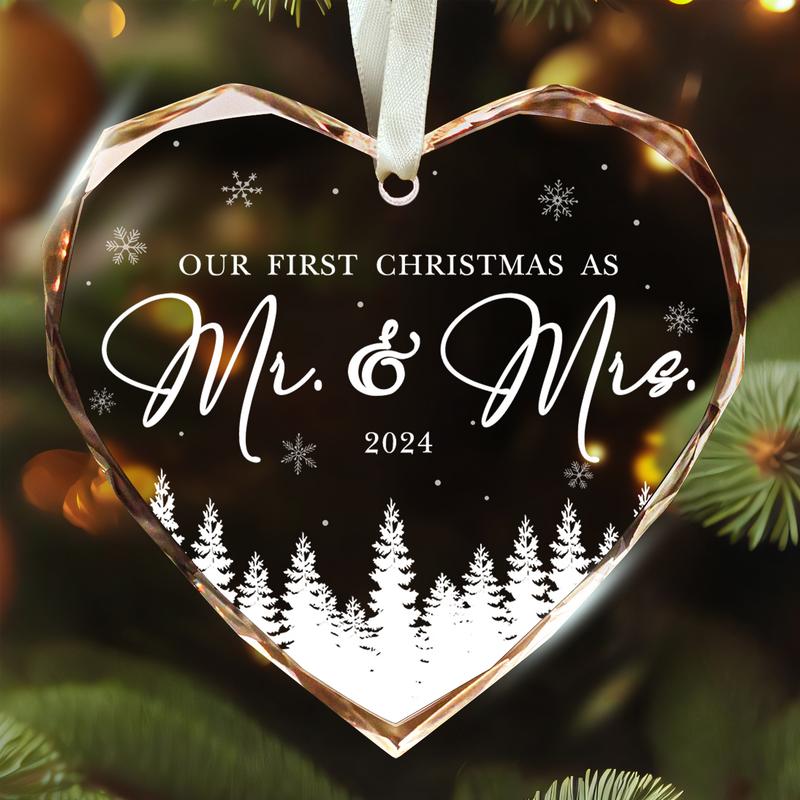 Wedding Gifts - Mr and Mrs Gifts - Wedding Gifts for Couples 2024, Wedding Gifts for Bride, Wedding Gifts for Couple - Future Mr and Mrs Gifts, Bridal Shower Gifts - Glass 1st Married Ornament 2024