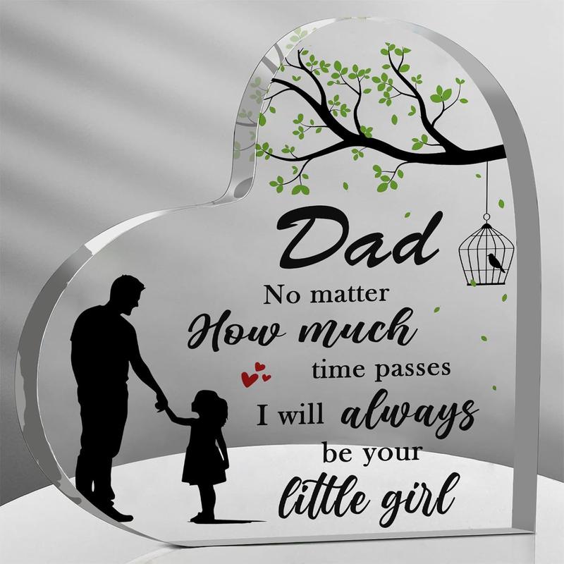 Dad Gifts from Daughter 3.9 Inch Heart Shape Acrylic Plaque Fathers Dad Gift for Dad Dad Birthday Gifts Christmas Dad Gifts