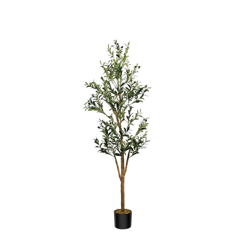 Artificial Olive Tree 6FT Tall Faux Silk Plant for Home Office Decor Indoor Fake Potted Tree with Natural Wood Trunk and Lifelike Fruits Decorative Ornaments Wooden