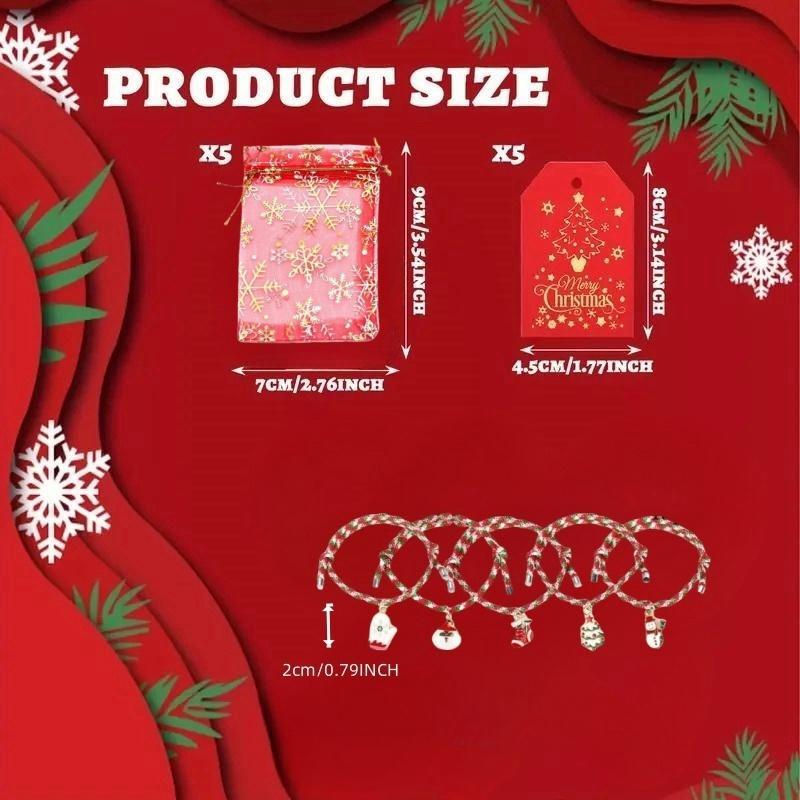 Christmas Gift Set, 15pcs set Including 5 Counts Gift Bag & 5 Counts Gift Card & 5 Counts Gift Rope, Festive & Party Supplies