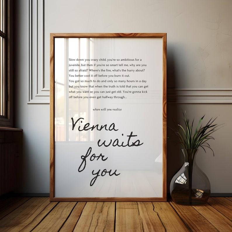 Vienna Lyrics Print, Wall Decor, Large Art, Vienna's Waits for You Song Lyrics Typee Billy Joel Print Poster No Frame