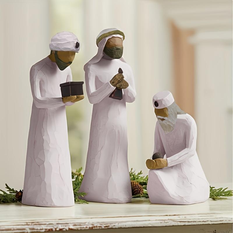 3pcs set Wise Men Design Decorative Craft, Resin Desk Decoration, Creative Desktop Decor For Home Office Festival Party Gift