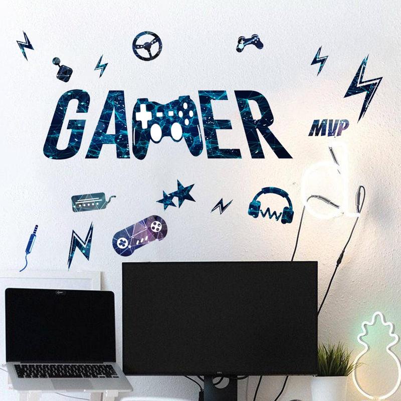 Game Series Pattern Peel & Stick Wallpaper for Bedroom Game Room Decor, Mixed Pattern Decorative Wall Sticker For Boys Room Home Playroom Decoration, Room Accessories