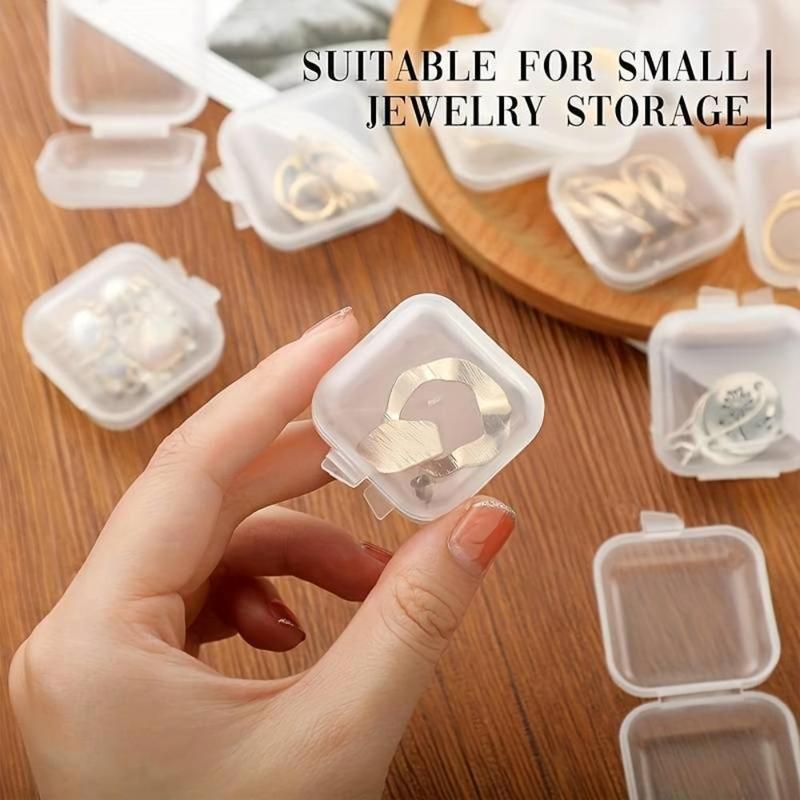 Multifunctional Clear Jewelry Mini Storage Box, 10pcs Portable Plastic Jewelry Organizer,  Storage Organizer,  Dustproof Organizer with Lid for Earring Necklace, Summer Gift