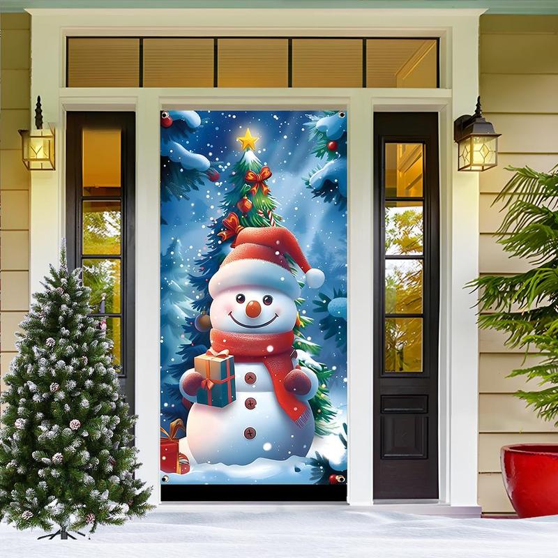 Snowman Pattern Door Banner, 1 Count Christmas Themed Door Hanging Banner, Festive & Party Supplies for Home Living Room Bedroom