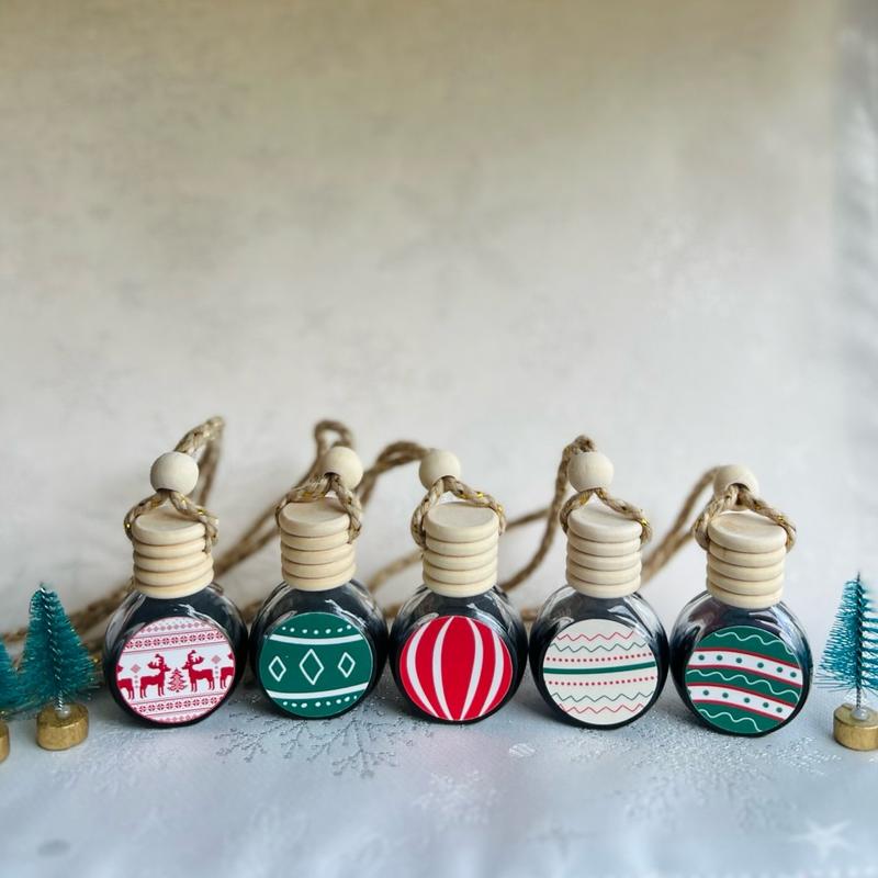 Bee Merry Holiday Bundle (5-Pack) Hanging Aroma Diffusers- Sweater Weather, Christmas Tree, Santa’s Cookies, Frosted Mountain, and Candy Cane Fragrance Oil