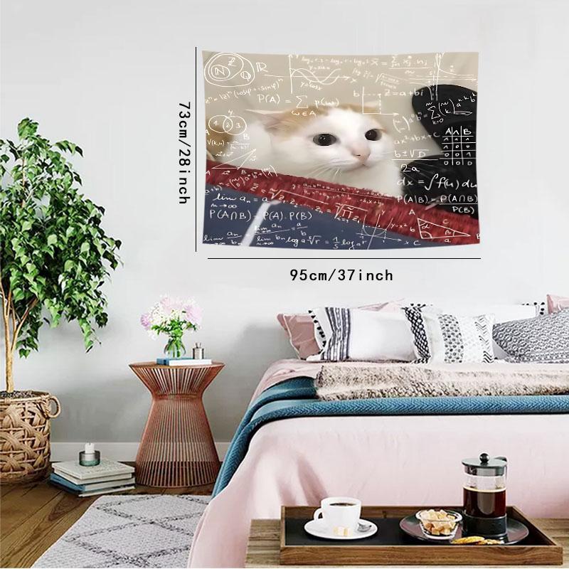 Cute Cat Pattern Tapestry, 1 Count Aesthetic Wall Hanging Decor, Wall Hanging Decor for Home Living Room Bedroom Office