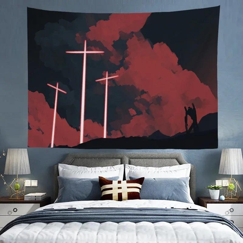 Evangelions Room Decor Tapestry Wall Hanging Anime Decoration Wallpaper Art Home Aesthetic Tapestries Headboards Decorative