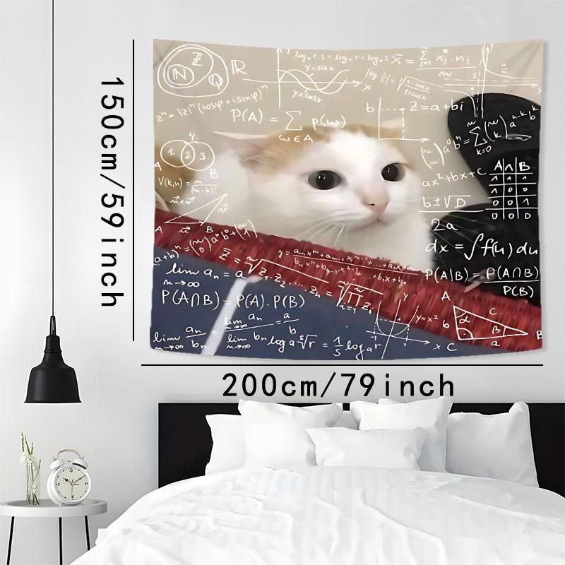 Cute Cat Pattern Tapestry, 1 Count Aesthetic Wall Hanging Decor, Wall Hanging Decor for Home Living Room Bedroom Office