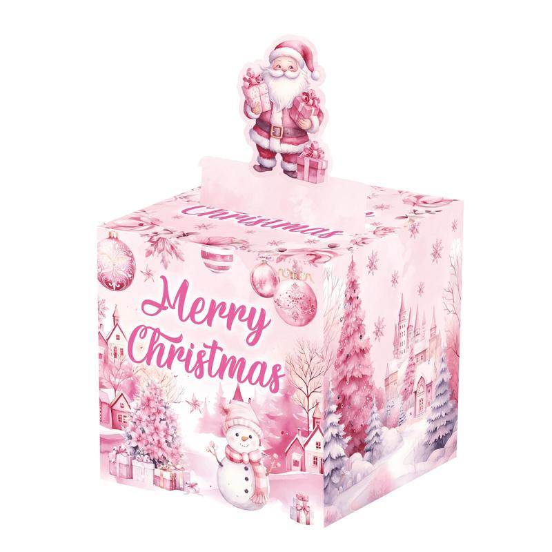 Christmas Themed Money Box, 1 Count Surprise Creative Santa Claus Design Money Box with Clear Cash Bag, Gift Box for Birthday Party